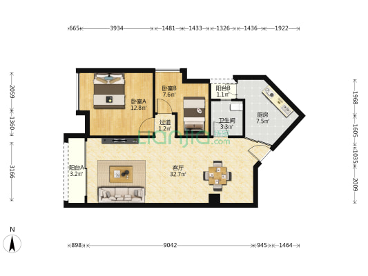 金成源山 2室1厅1卫 78平方