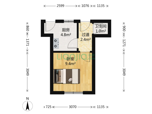 地震局宿舍 1室0厅1卫 105平方