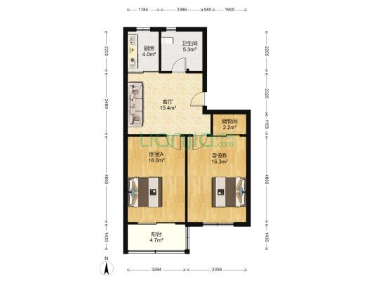民丰里 2室1厅1卫 72平方