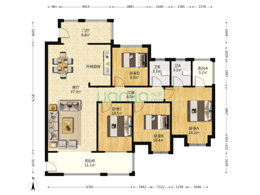 国宾半岛 4室1厅2卫 142平方
