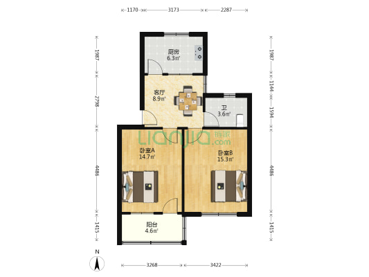 府前花苑 2室1厅1卫 64平方