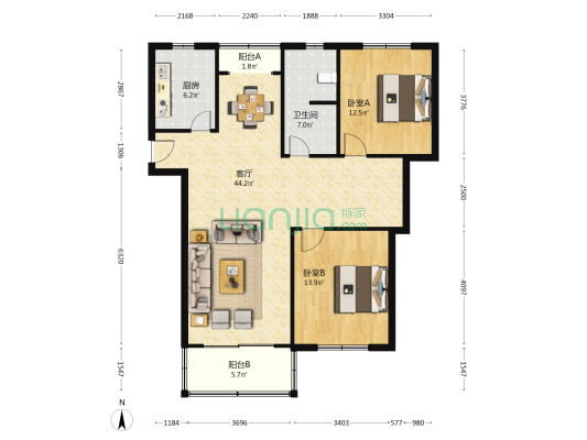 花苑二村 2室1厅1卫 96平方
