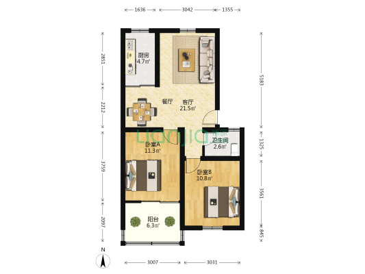 江浦北里 2室1厅1卫 71平方