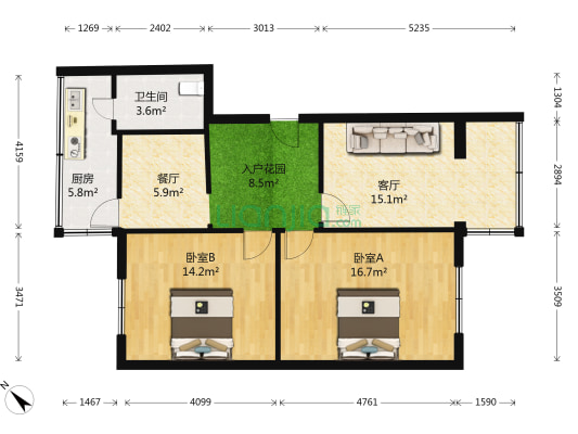 宝光大道北段159号 2室2厅1卫 80平方