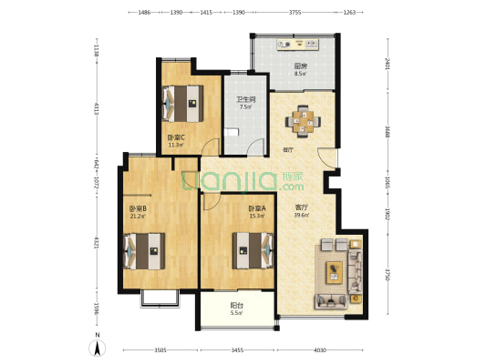 八菱华庄 3室1厅1卫 138平方