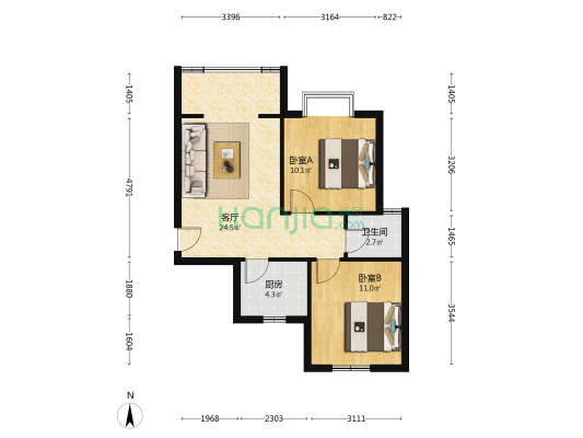光明苑 2室1厅1卫 63平方