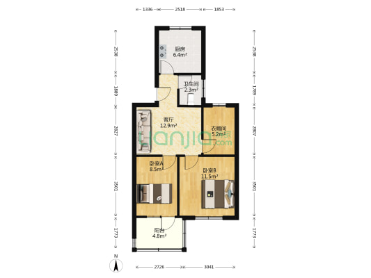 东关生活区 2室1厅1卫 63平方