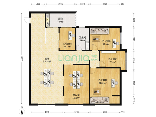 南湖名都广场 5室1厅1卫 148平方