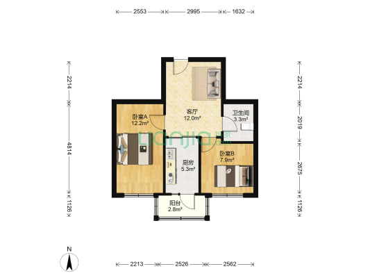 达江小区 2室1厅1卫 61平方