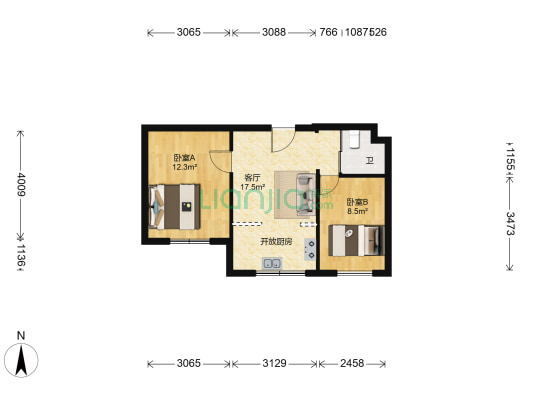 金馨园三区 2室1厅1卫 53平方