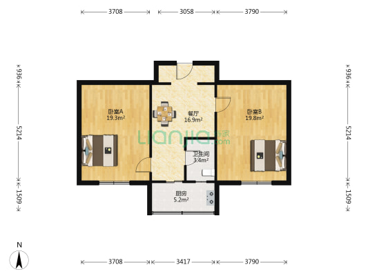 西南路（熟食品区域） 2室1厅1卫 75平方
