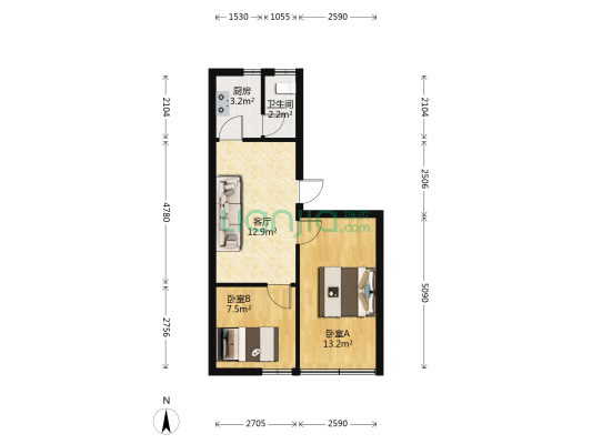 龙泉巷3号 2室1厅1卫 51平方