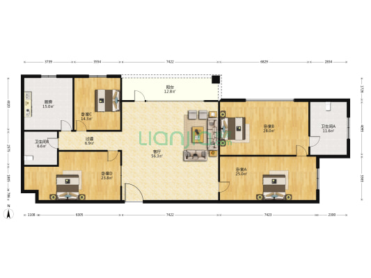 元盛大厦 4室1厅2卫 245平方