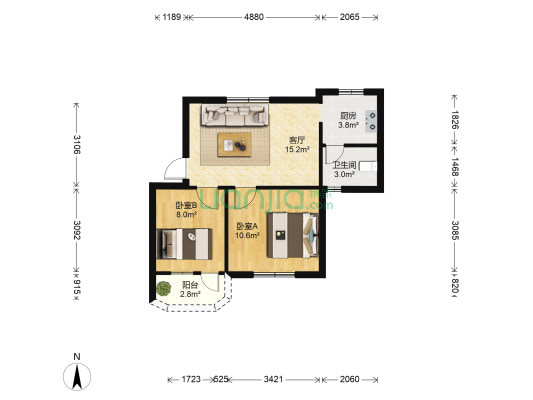 海宁住宅小区 2室1厅1卫 49平方