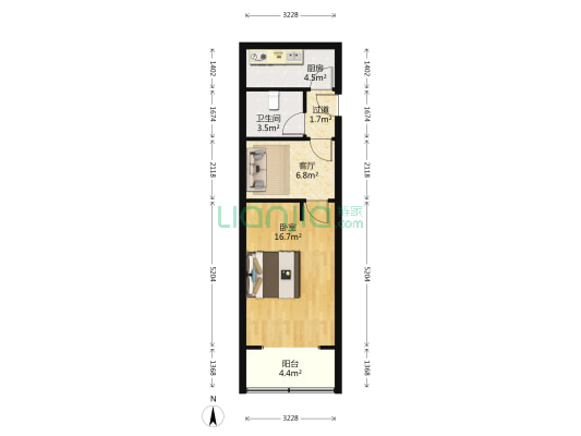 富丽华大厦 1室1厅1卫 62平方