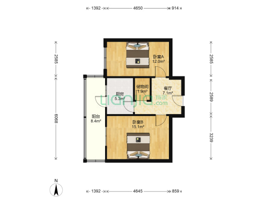 恒达花园（沙河口） 2室1厅0卫 58平方