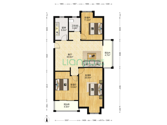 观湖名邸 3室1厅1卫 119平方