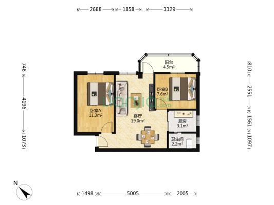童心路 2室1厅1卫 57平方