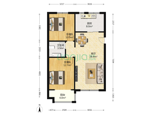 竹韵山色二期 2室1厅1卫 96平方