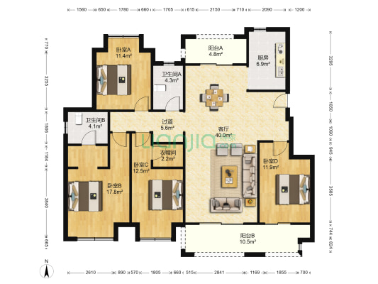 中南·香漫园 4室1厅2卫 147平方