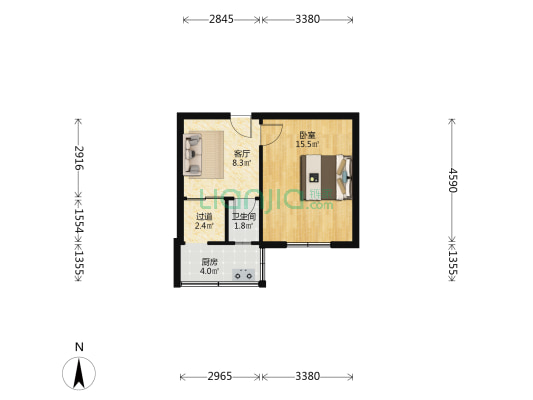 平安北大街5号 1室1厅1卫 40平方