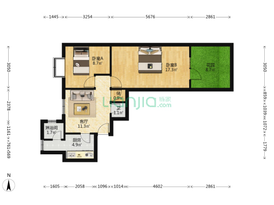 省储备局家属院（小沟头） 2室1厅2卫 47平方