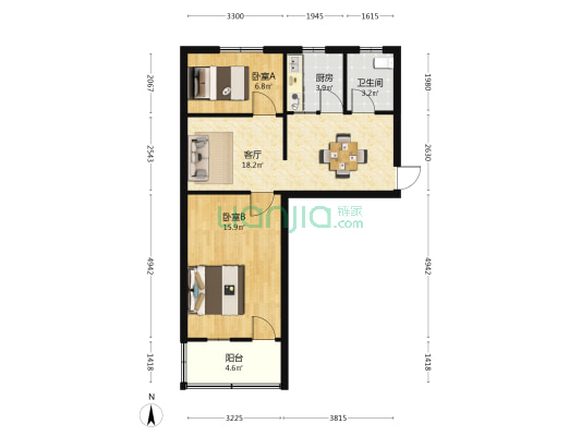 安固公司商住楼 2室1厅1卫 64平方