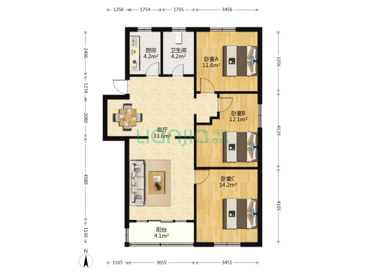 钱桥大街 3室1厅1卫 97平方