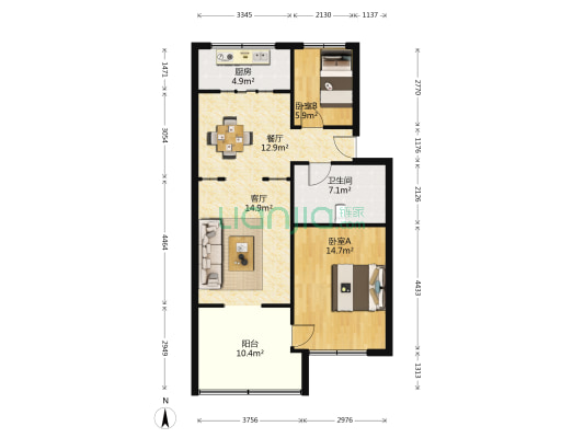 盘龙山社区花坞路 2室2厅1卫 84平方
