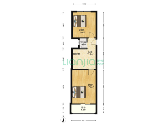 锦江里(和平区) 2室0厅1卫 58平方