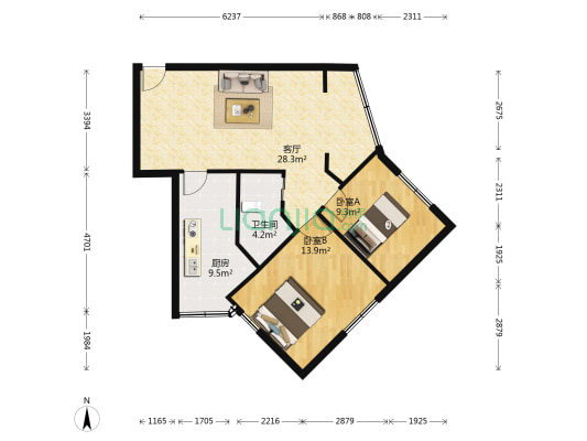 南锦公寓 2室1厅1卫 79平方