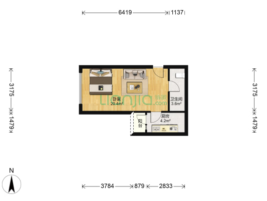 易通大厦 1室0厅1卫 45平方