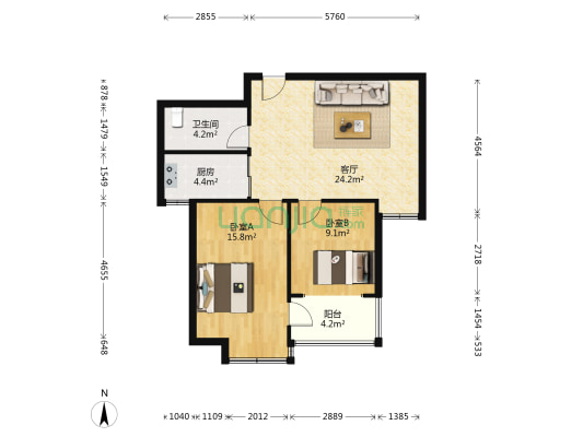 富贵新里城 2室1厅1卫 83平方