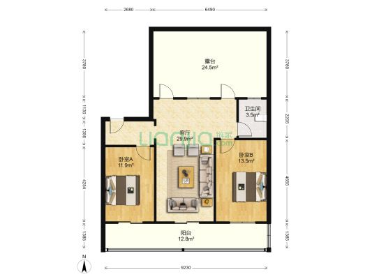 安民胡同15号 2室1厅1卫 89平方
