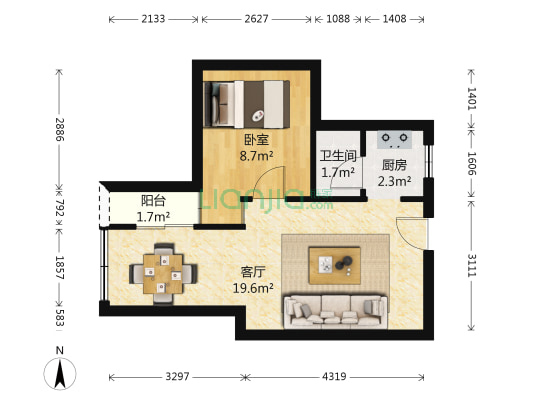 德政北路 1室1厅1卫 41平方