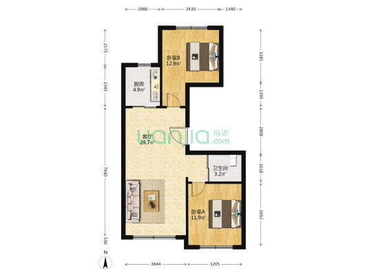 居然世界里 2室1厅1卫 96平方
