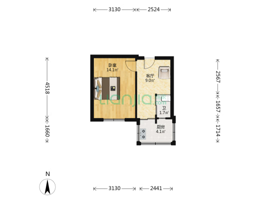 建大一小区  不把山  不临街   房主自住房源 诚心出售-户型图