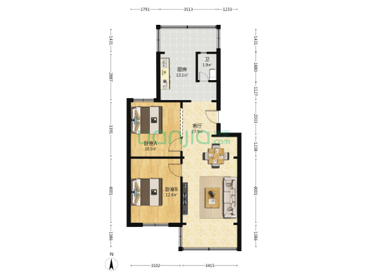 兰州矿产勘查院家属院 2室1厅1卫 75平方