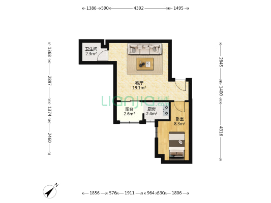 保利丰花园 1室1厅1卫 50平方