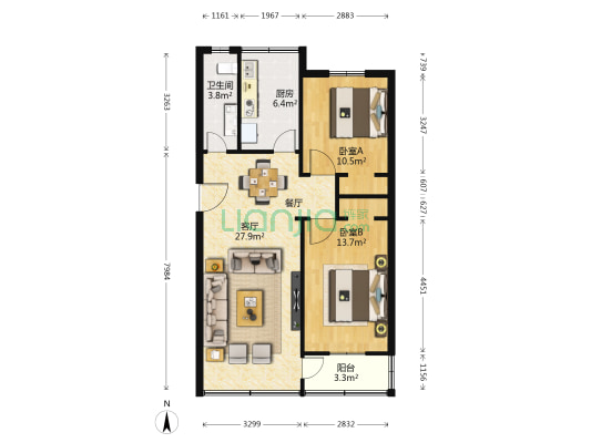 税务局家属院 2室1厅1卫 72平方