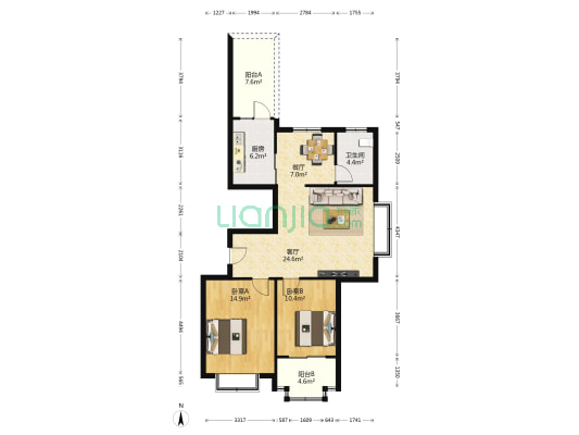 范家新村 2室2厅1卫 107平方