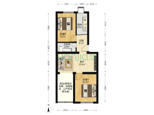 金沟河路15号院 2室1厅1卫 55平方