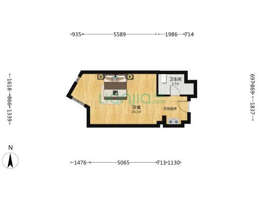 长阳金桥国际酒店公寓 1室0厅1卫 49平方