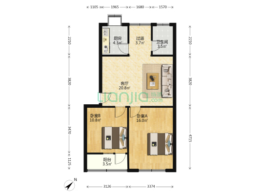 义勇路78号 2室1厅1卫 74平方