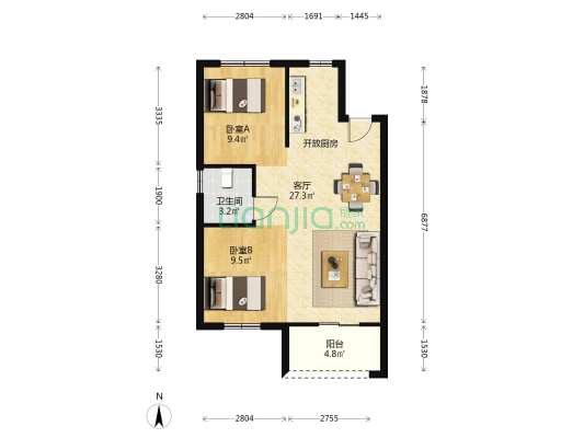 夏荷郡二区 2室1厅1卫 75平方