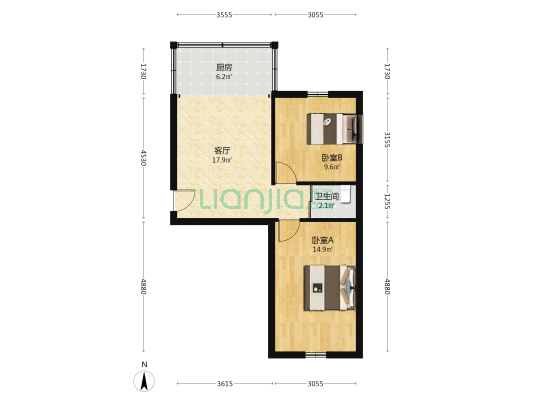 司法宿舍 2室1厅1卫 61平方