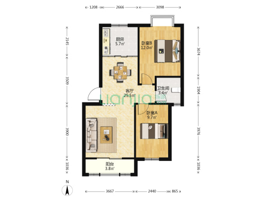 龍栖村 2室1厅1卫 79平方