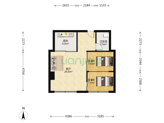 银河金星 2室1厅1卫 74平方