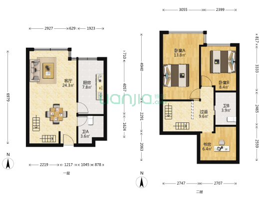 城市智荟 3室1厅2卫 56平方
