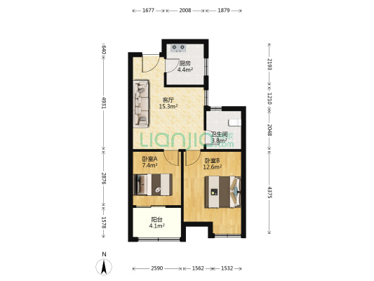 凤来南园 2室1厅1卫 66平方